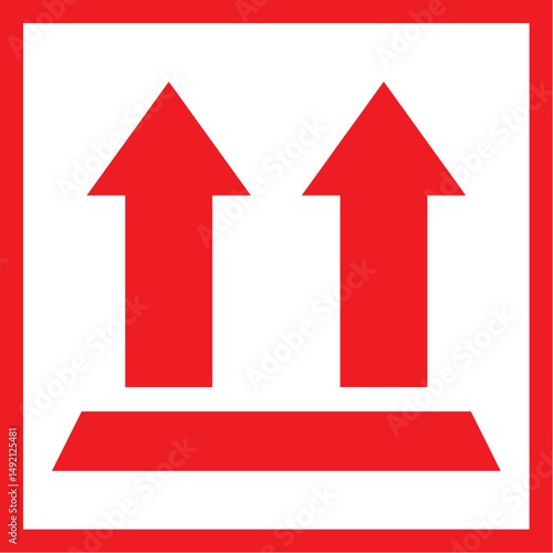 this side up label on cardboard box indicating correct orientation for safe handling and shipping

