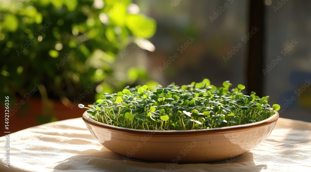 Freshly sprouted greens in a bowl Freshly sprouted greens in a bowl