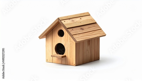 wooden birdhouse isolated on white