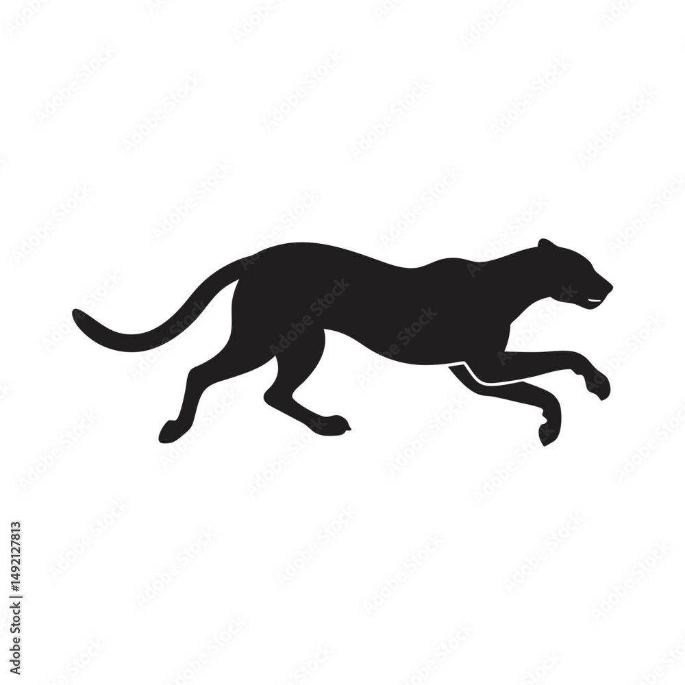 Naklejka premium cheetah running fast vector art silhouette