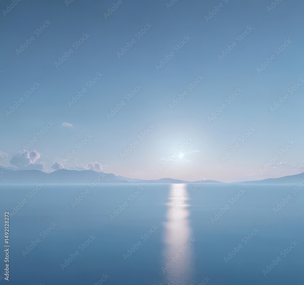 Obraz premium Subtle light blue gradient, peaceful sky effect, calming smoothness , palette, gradation