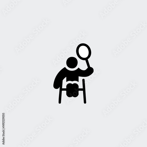 Para sports wheelchair tennis icon logo flat vector design