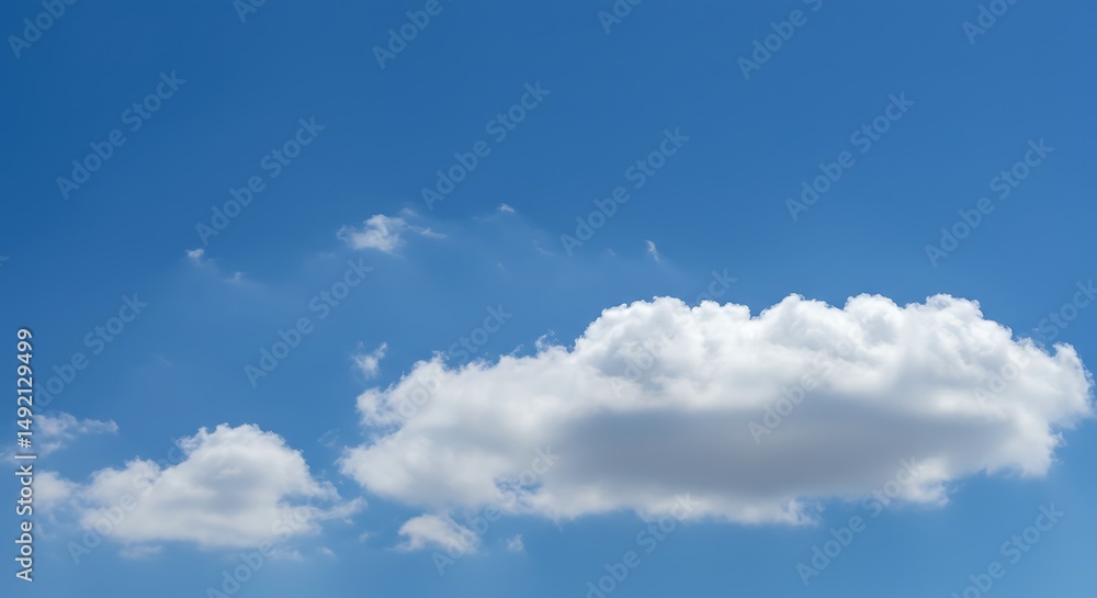 Obraz premium Cloudscape with White Clouds Floating in Bright Blue Sky