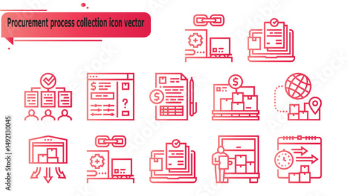  Procurement process collection icon vector