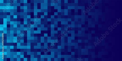 Digital Technology Colorful Blue Pixels Gradient Background. Digital Data Square Blue Pattern. Blue Digital Pixel Mosaic Pattern. Vector Illustration.