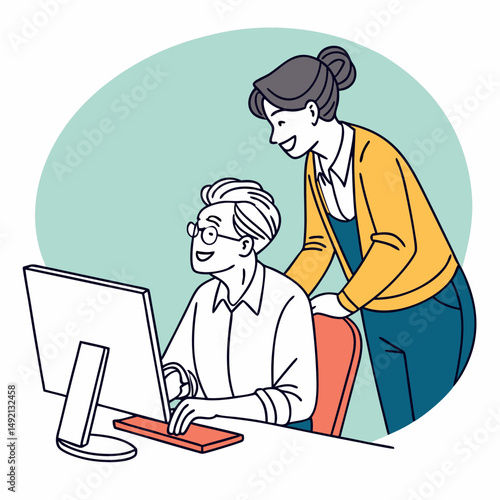 Mentoring and Tutoring at Home for Seniors with Computer