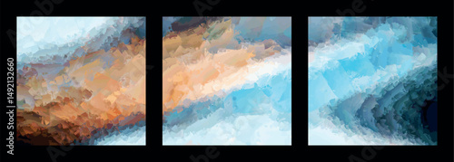 vector set of brush stroke inclined style concept wall mural blended abstract layered shadow bright and pale rainbow color tone