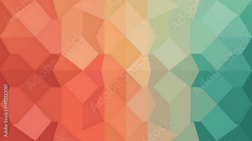 Wallpaper Mural Abstract Geometric Background with Coral Orange Beige and Teal Polygonal Pattern Torontodigital.ca