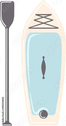 Multicolored vector hand drawn paddleboard isolated. Active vacations illustrations.