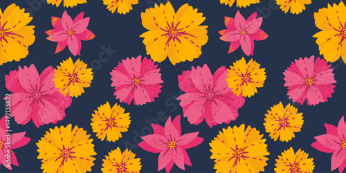 Vector hand drawn exotic floral seamless pattern. Creative large flowers print. Contemporary ornament for designs, fabric, textiles, cover