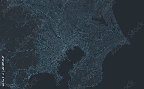 日本の首都圏のデジタルネットワーク風イラスト