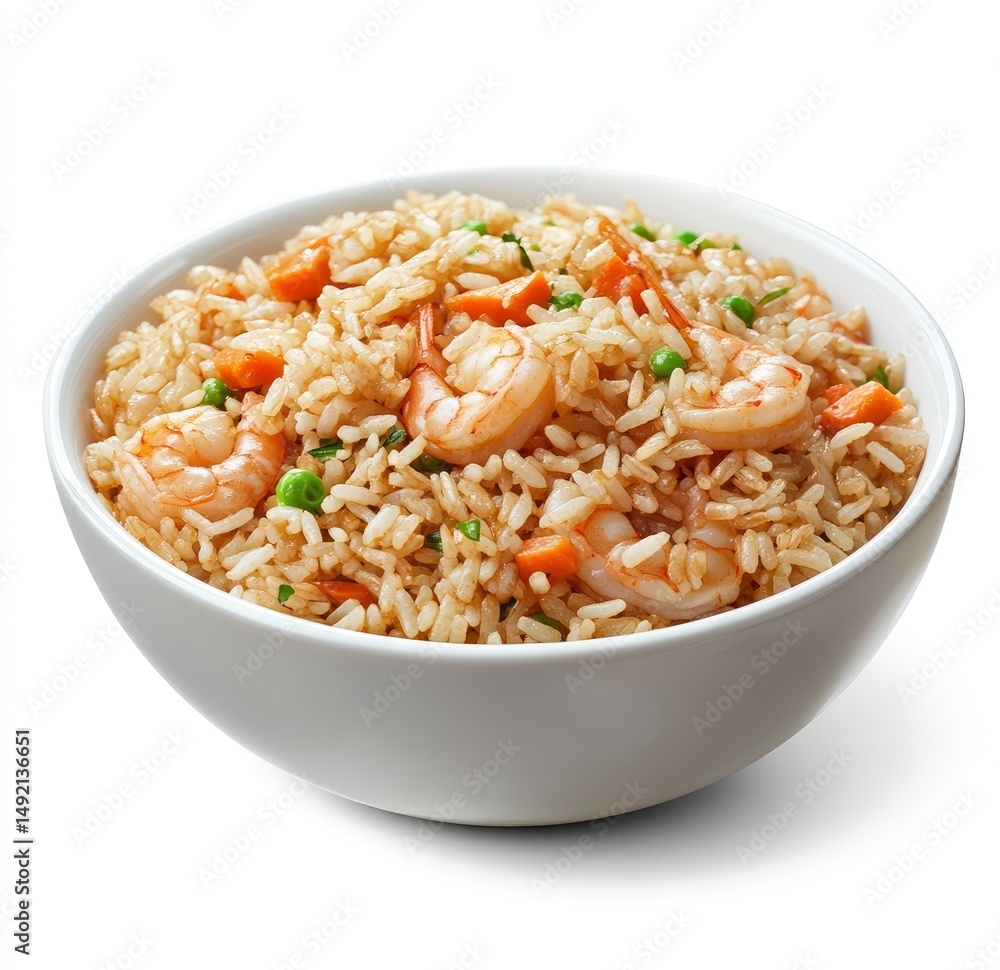 Shrimp Fried Rice in White Bowl Shrimp Fried Rice in White Bowl