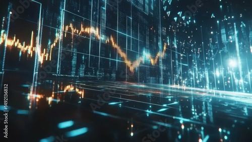 Financial data visualization on futuristic display