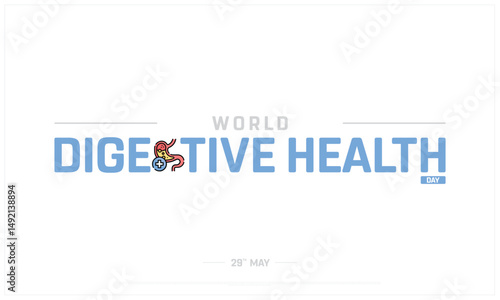 World Digestive Health Day on white background, Typographic Design of World Digestive Health Day, Vector Design of World Digestive Health Day, World Digestive Health Day Design