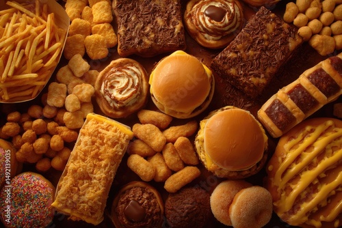 Overflowing plate of processed foods