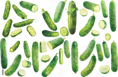 cucumber watercolor clipart