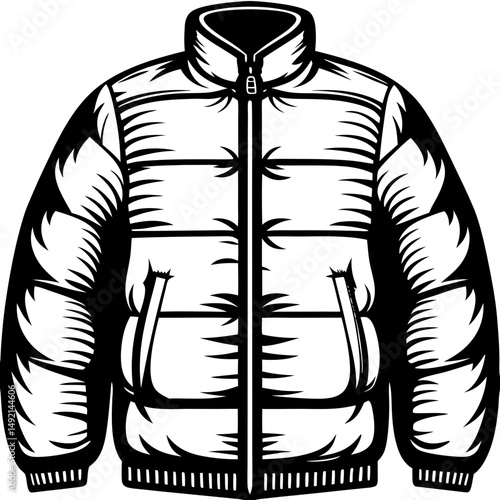 Winter puffer jacket silhouette vector illustration