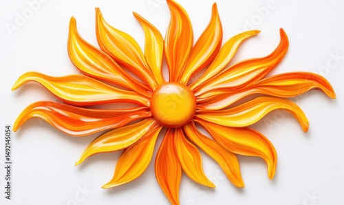 Orange sun wall art on white background; home decor