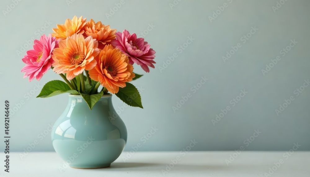 Fototapeta premium Elegant ceramic vase, simple design, holds vibrant flowers , plant pot, beauty