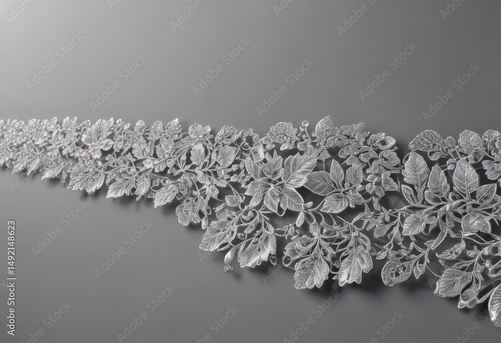 Intricate silver leaf lace border, shimmering, elegant design ,  foil,  background,  card