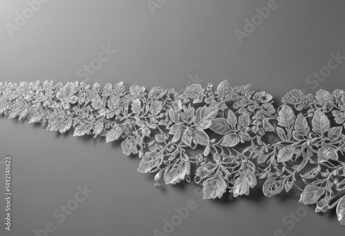 Intricate silver leaf lace border, shimmering, elegant design , foil, background, card