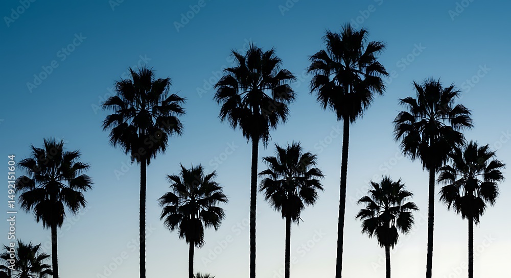 Naklejka premium Twilight Palm Silhouette AI Generated