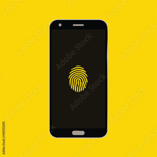 Smartphone displaying fingerprint identification feature