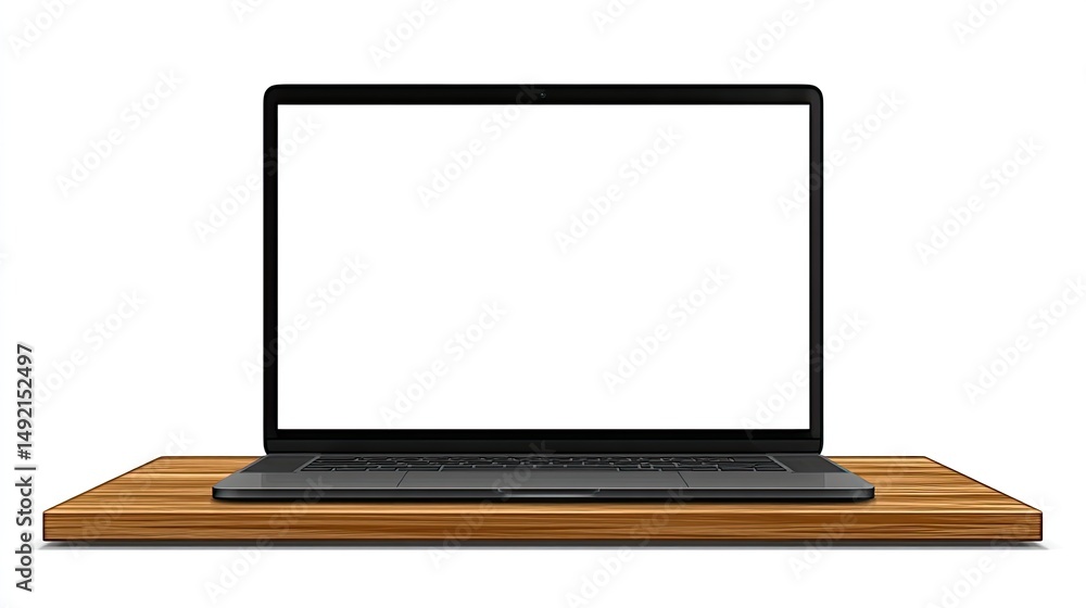 Computer on a Wooden Shelf, Isolated Style Computer on a Wooden Shelf, Isolated Style