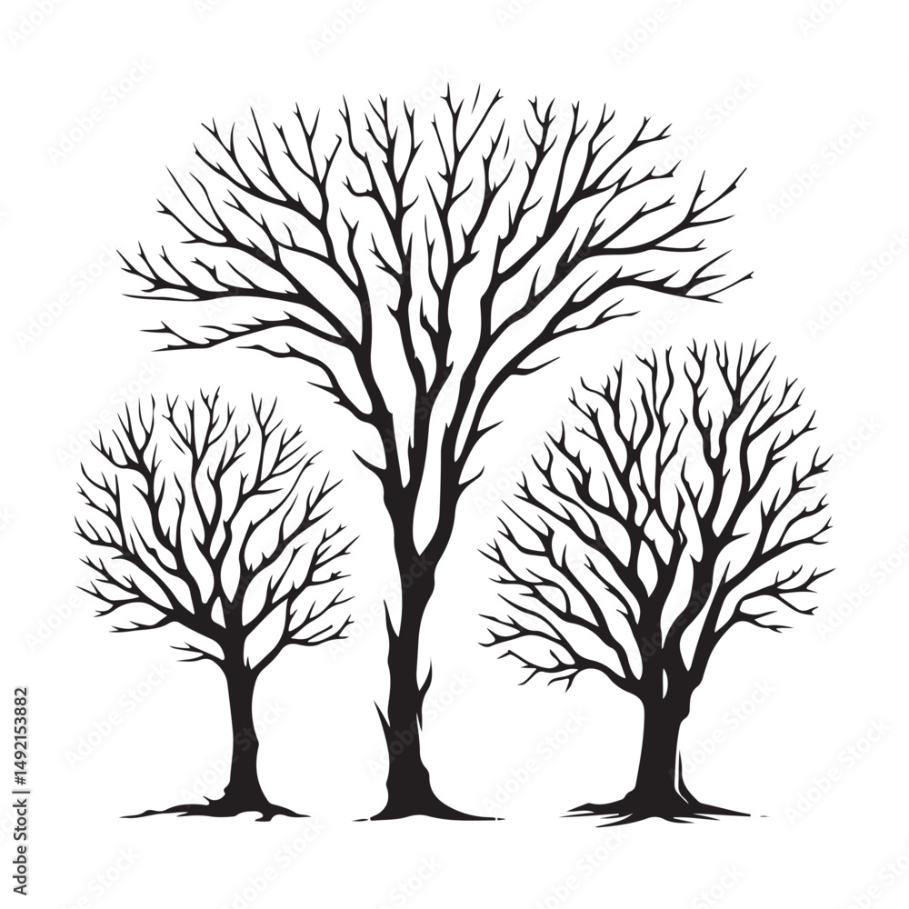 Obraz premium Silhouette of Trees without Leaves Graphic Design Element