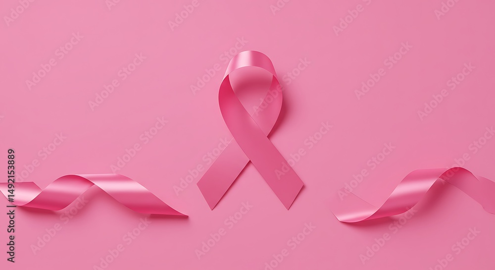 Pink Ribbon Symbol on Pink Background for Awareness Campaign Pink Ribbon Symbol on Pink Background for Awareness Campaign