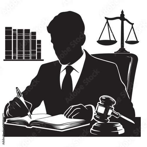 Legal Attorney Silhouette Vector Illustration for Law Firm Branding