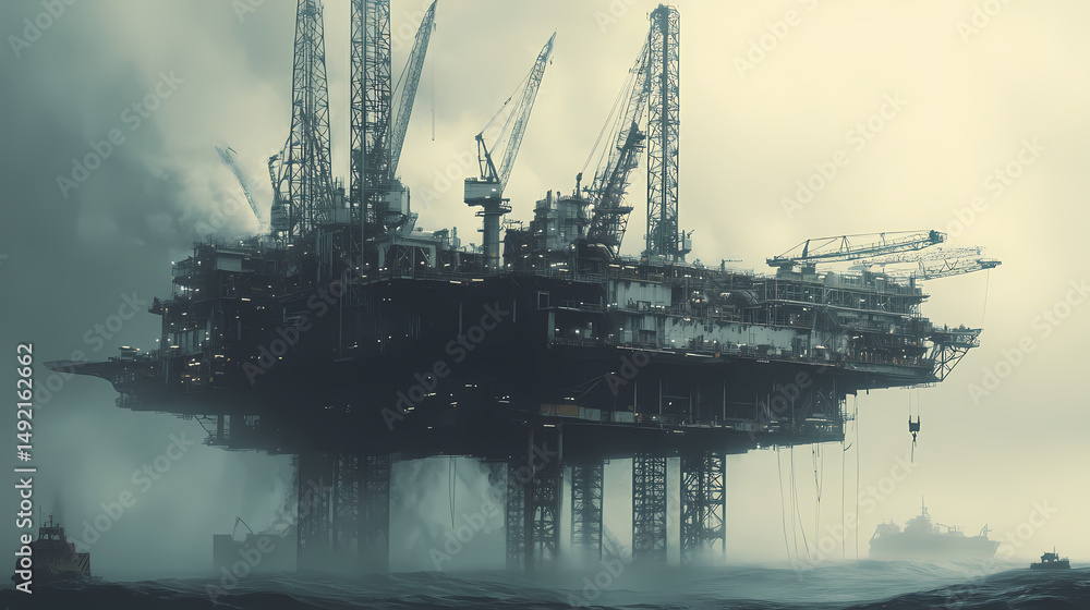Obraz premium towering offshore cranes