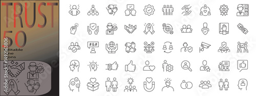 
trust line editable icon set. Editable stroke. Vector illustration
