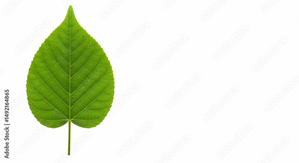 Fototapeta premium leaf, green leaf, single leaf, Single Green Leaf on White Background