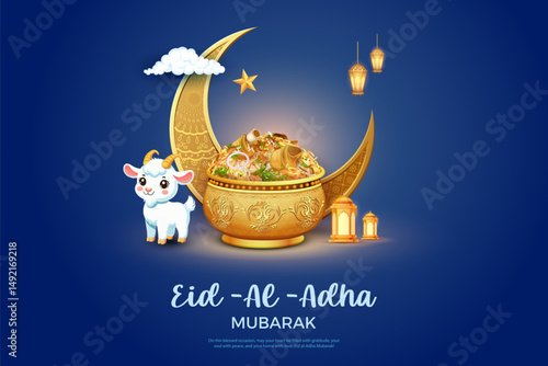 Sheep wishing Eid ul Adha Happy Bakra Id holy festival of Islam Muslim