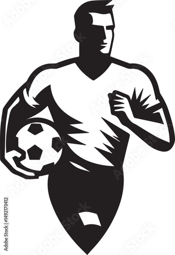 Dynamic Football Player Illustrations in Bold Graphic Style