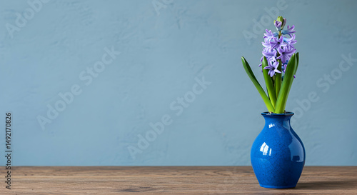 Wallpaper Mural hyacinth,  purple hyacinth,  blue hyacinth, Single Purple Hyacinth in a Blue Vase Torontodigital.ca