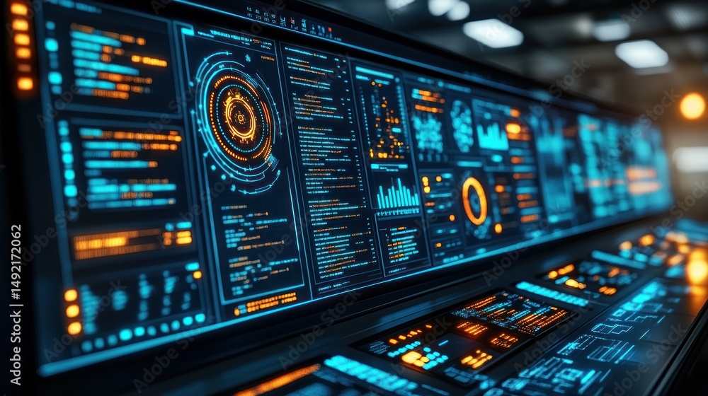 Naklejka premium Futuristic data visualization dashboard