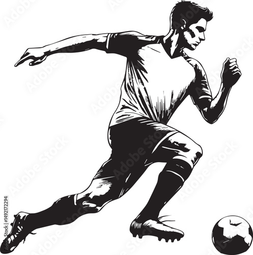 Dynamic Football Player Illustrations in Bold Graphic Style