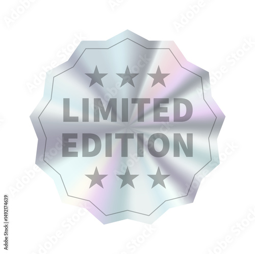 Holographic Sticker Set with Shiny Metallic Gradient Badges, Limited edition Tags for Business