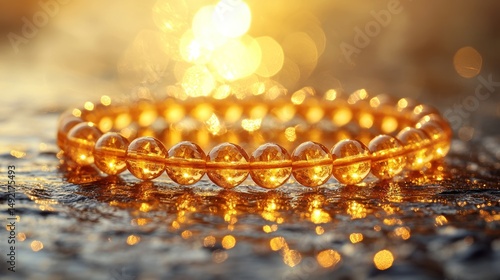 Amber bracelet, golden light