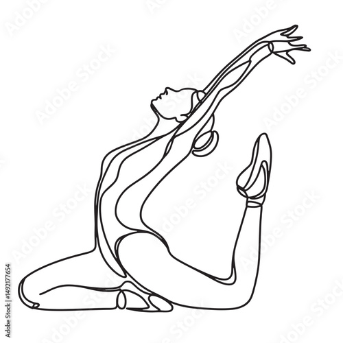 artistic gymnast girl vector simple continuous one line drawing