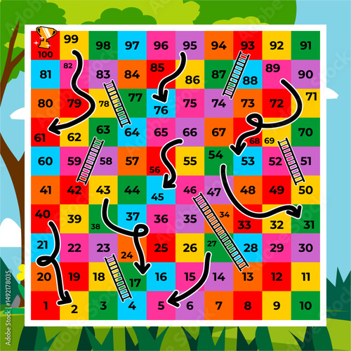 colorful snakes and ladders game template