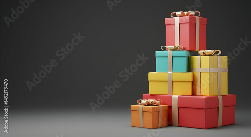 gift,  gifts,  present, Stack of Colorful Gift Boxes with Bows
