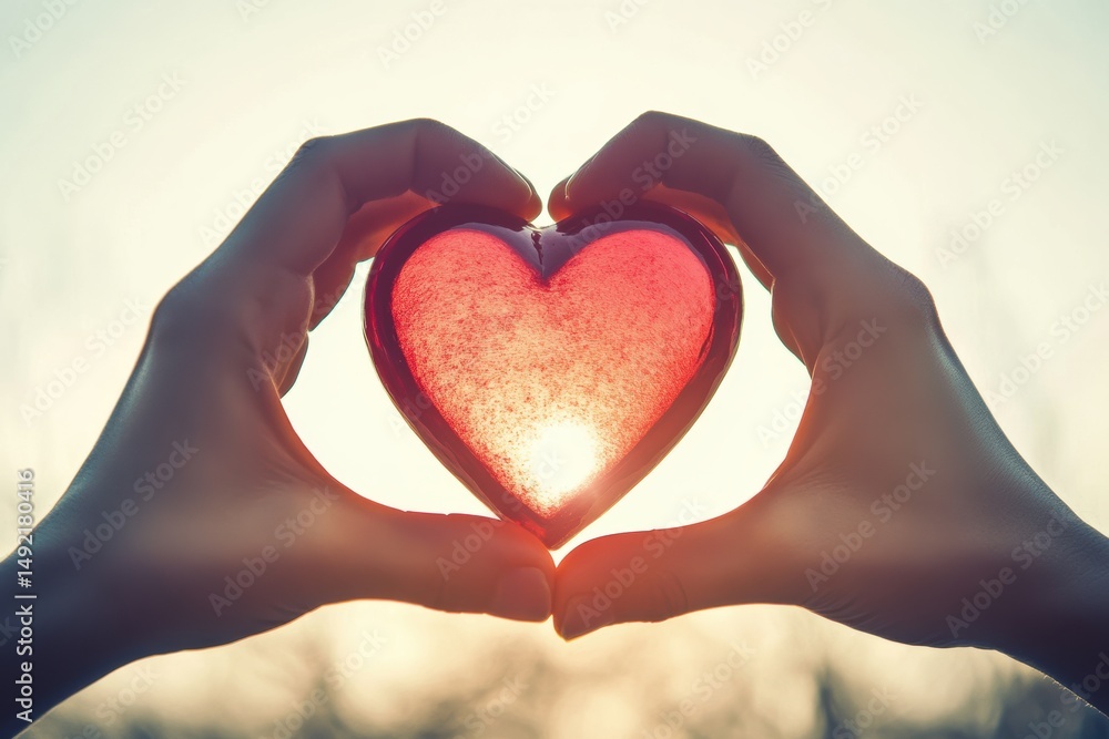 Obraz premium Sunset Heart: A Symbol of Love, Hope, and Warmth against the Golden Hour Sky