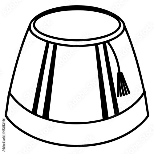 Fez Hat Silhouette – Black on White Vector