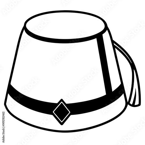 Fez Hat Silhouette – Black on White Vector