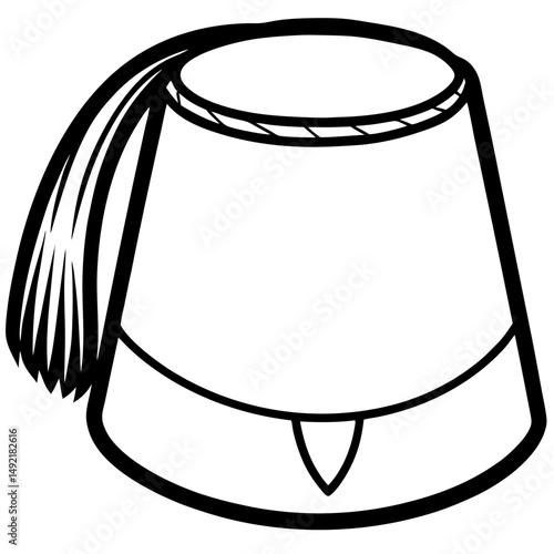 Fez Hat Silhouette – Black on White Vector