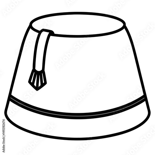 Fez Hat Silhouette – Black on White Vector