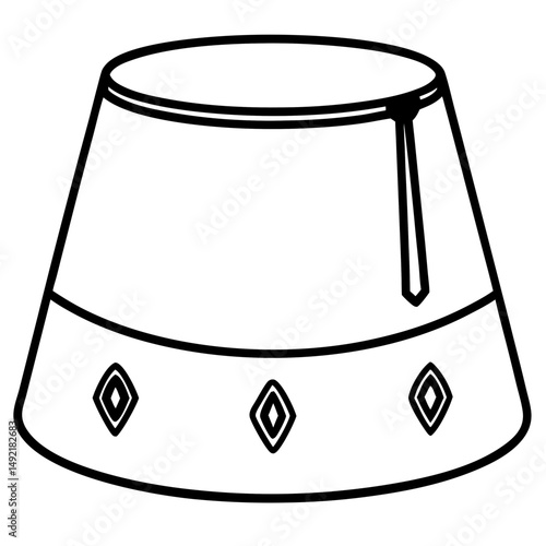 Fez Hat Silhouette – Black on White Vector